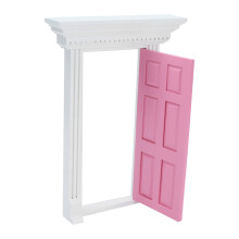 12" Puppenhaus Holz Pinke Tür - Miniatur-Spielmöbel