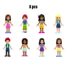 (Set)8 pièces mini figurines blocs de construction amis filles jouets éducatifs modèle enfants cadeau