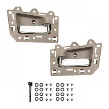 2pcs Front Left & Right Inside Interior Door Handle Set for 2005-2011 Jeep Grand Cherokee Beige & Chrome - Interior Door Handles