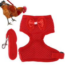 Verstellbares atmungsaktives Hähnchenhalsband mit Leine für Hähne, Rot, Größe M