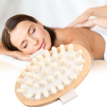Umweltfreundliche Bambus-Body-Scrubber-Bürste mit Polyester-Handgriff
