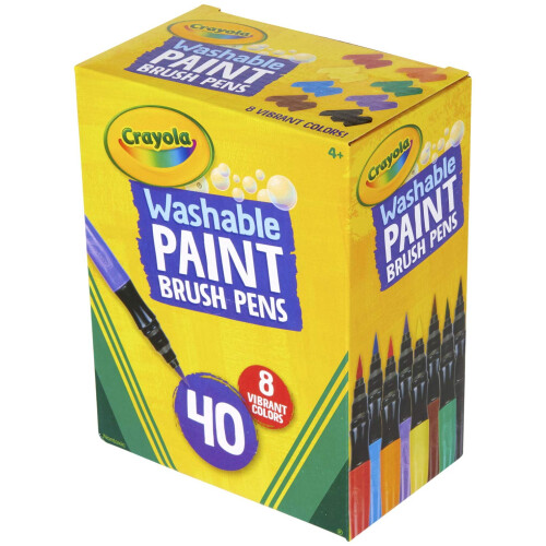 Crayola Crayola Πενάκια Πινέλου Washable, 8 Χρώματα, Πωλούνται σε 1 Κουτί, 40 Τεμάχια ανά Κουτί