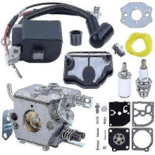 Adefol Carburetor Ignition Coil for Husqvarna 36 41 136 137 141 142 with Fuel Line Fuel Filter Kit(+c