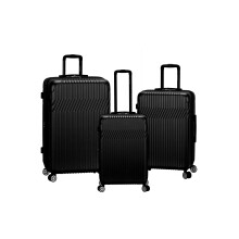 Rockland Pista Hardside Spinner Wheel Luggage Set Black 3-Piece (20/