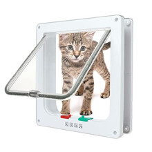 Cat Door 4 Way Lockable Quiet Pet Door for Small Medium Large Cats and Puppies Indoor Outdoor Use Size S