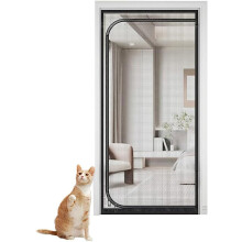 Gittertür Mit Reißverschluss 110x220cm Schwarz – Verstärkte Haustiergittertür Für Katzen Hunde Und Räume