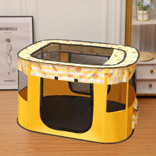 Foldable Dog Cat Playpen Portable Exercise Kennel for Indoor Outdoor Use, Yellow, Size S with Storage Bag