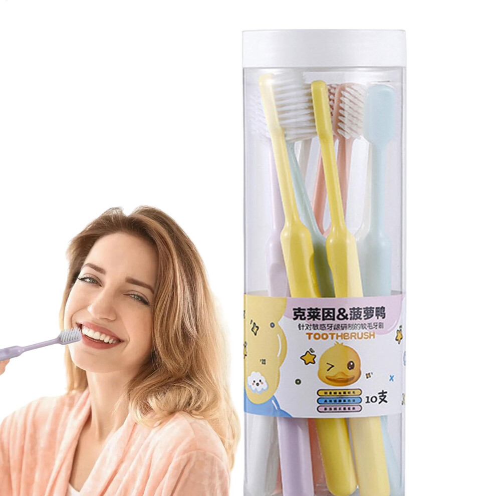 Soft Toothbrush for Cleaning, Pack of 10 Family Travel Toothbrushes, Multicoloured Compact Oral Care with Round Handle
