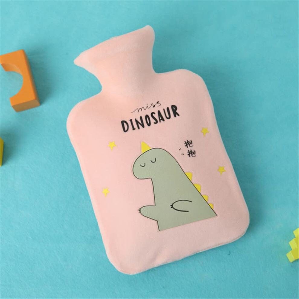 PVC Hot Water Bottle with Plush Cover, Cartoon Dinosaur Pattern, Available in 500ml, 1000ml, 2000ml Sizes