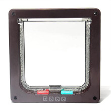 Pet Flap Door Cat Flaps Waterproof 4 Way Locking Cat Dog Flap Door Size M Brown Durable Design