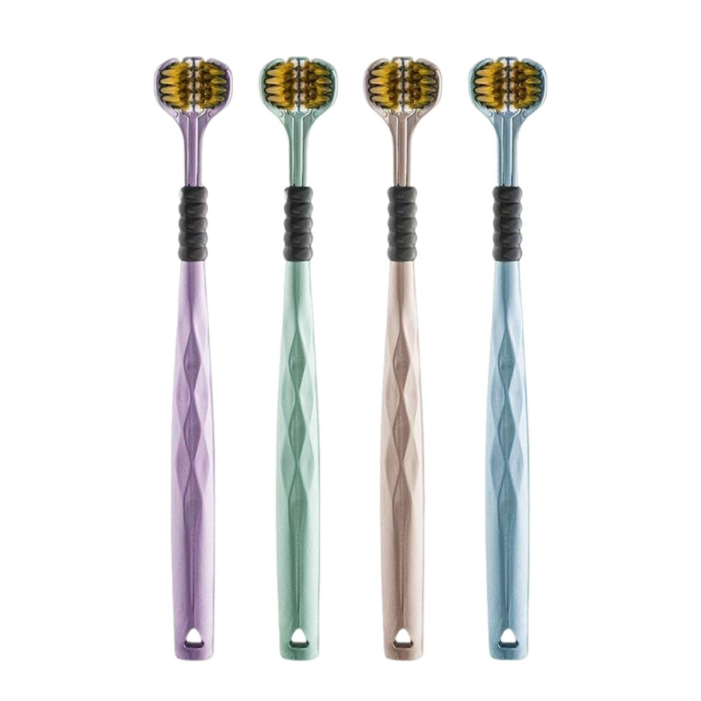 Oral Clean Three Sided Toothbrush for Household Use, Soft Bristles and ABS Material for Gum Protection and Oral Hygiene
