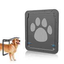 4-Way Lockable Plastic Pet Door for Big Dogs and Cats - Gray 42x37cm Window Safety Flap Gate Tunnel