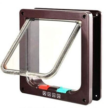 Cat Dog Two-Way Access Door Flap for Glass and Wooden Doors, Large Size, Brown Color, Model 462