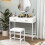Modern Makeup Desk with 2 Drawers and Soft Cushion Stool White Vanity 3