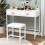 Modern Makeup Desk with 2 Drawers and Soft Cushion Stool White Vanity 1
