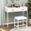 Modern Makeup Desk with 2 Drawers and Soft Cushion Stool White Vanity 4