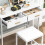 Modern Makeup Desk with 2 Drawers and Soft Cushion Stool White Vanity 7