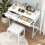 Modern Makeup Desk with 2 Drawers and Soft Cushion Stool White Vanity 8
