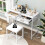 Modern Makeup Desk with 2 Drawers and Soft Cushion Stool White Vanity 9