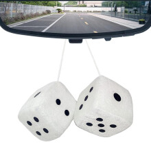Dice for Car | Soft Plush Cube Charm for Rearview Mirror, Fluffy Interior Decoration for Truck and Sedan, 6x6 Inches