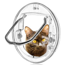 Cat Flap Pet Door 30x30 cm Windproof PC Glass with 4-Way Locking for Indoor and Outdoor Use