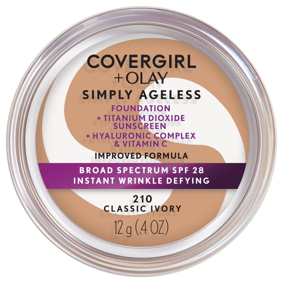 COVERGIRL+OLAY Simply Ageless Instant Wrinkle-Defying Foundation 210 Classic Ivory 0.44 Fl Oz (Pack of 1)