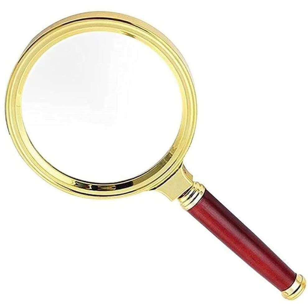 15X Handheld Magnifying Glass with HD Lens, Ideal for Reading Books, Identification, Gold Color for Elderly Use