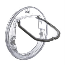 Cat Flaps Pet Door with 4-Way Lock, Windproof PC Round Cat Door for Sliding Glass, Durable and Easy to Install