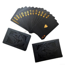Slim Design Waterproof Playing Cards Black and Gold, Durable Plastic, Perfect for Outdoor Games and Travel