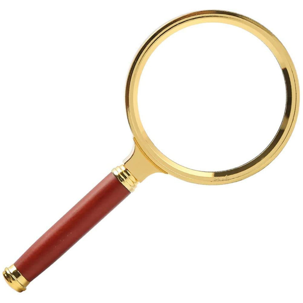 Gold Magnifiers 10X Optical Magnifying Glass With Wooden Handle, 80Mm Portable Reading Aid For Newspapers And Office Use