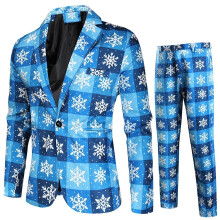 (# A Blazer+Pants, XL) Men Christmas Blazer Festive Coat Print Suits Jacket Xmas Party Jacket Costumes)