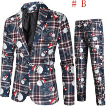 (# B Blazer+Pants, M) Men Christmas Blazer Festive Coat Print Suits Jacket Xmas Party Jacket Costumes)