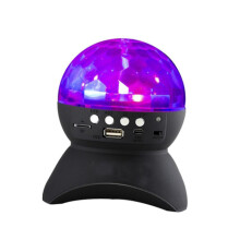 Mini Wireless LED Light Speaker with Colorful Rotation for Parties, Disco, and Stage Lighting, Black, Compatible with Players