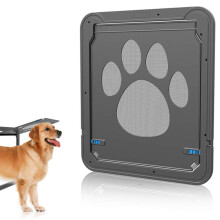 Pet Dog Cat Screen Door - Lockable Magnetic Flap for Small Pets, Black Automatic Locking, Durable Pet Screen Protector