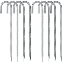 Pack of 8 Ground Stakes 30 cm Long J-Hook Tent Nails Garden Anchors for Fences Tents Trampolines and Camping Canopies