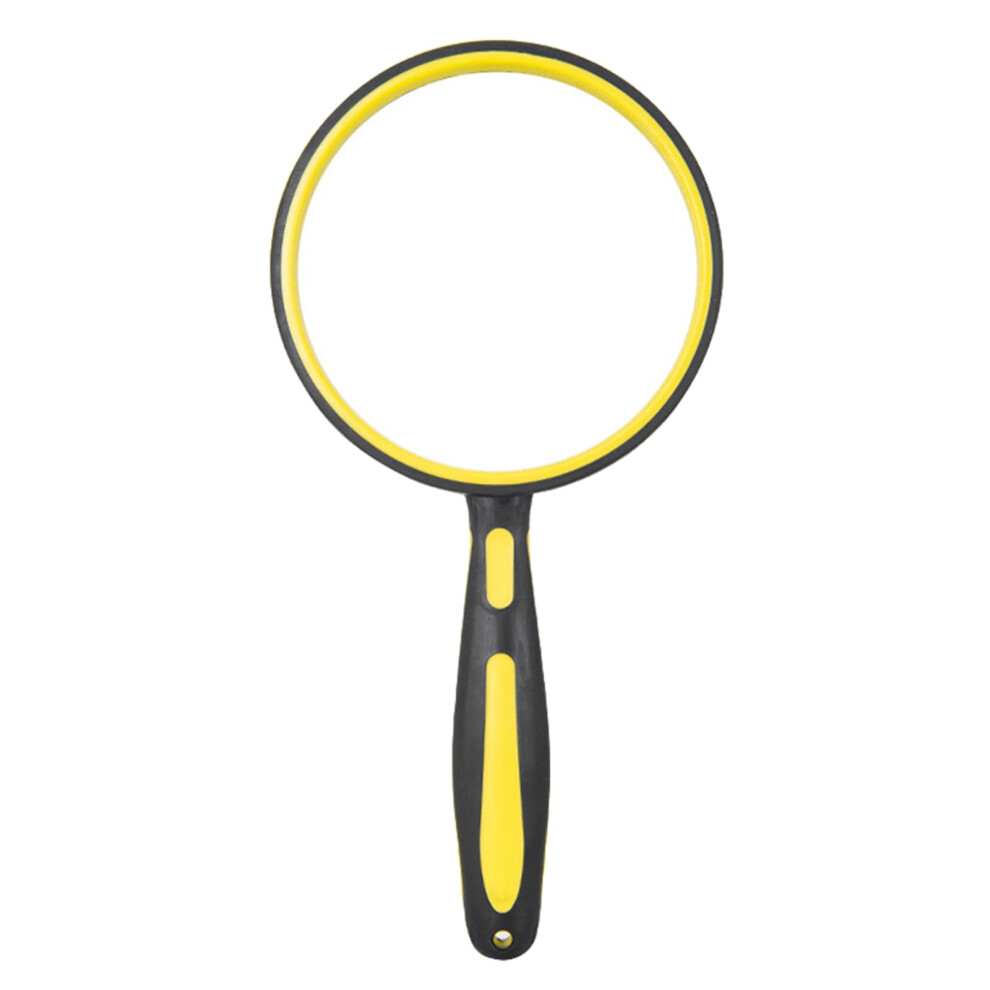 4X 6X Hand Glass Magnifier for Scientific Stamps Jewelry Inspection Portable Lens 110mm Black Yellow