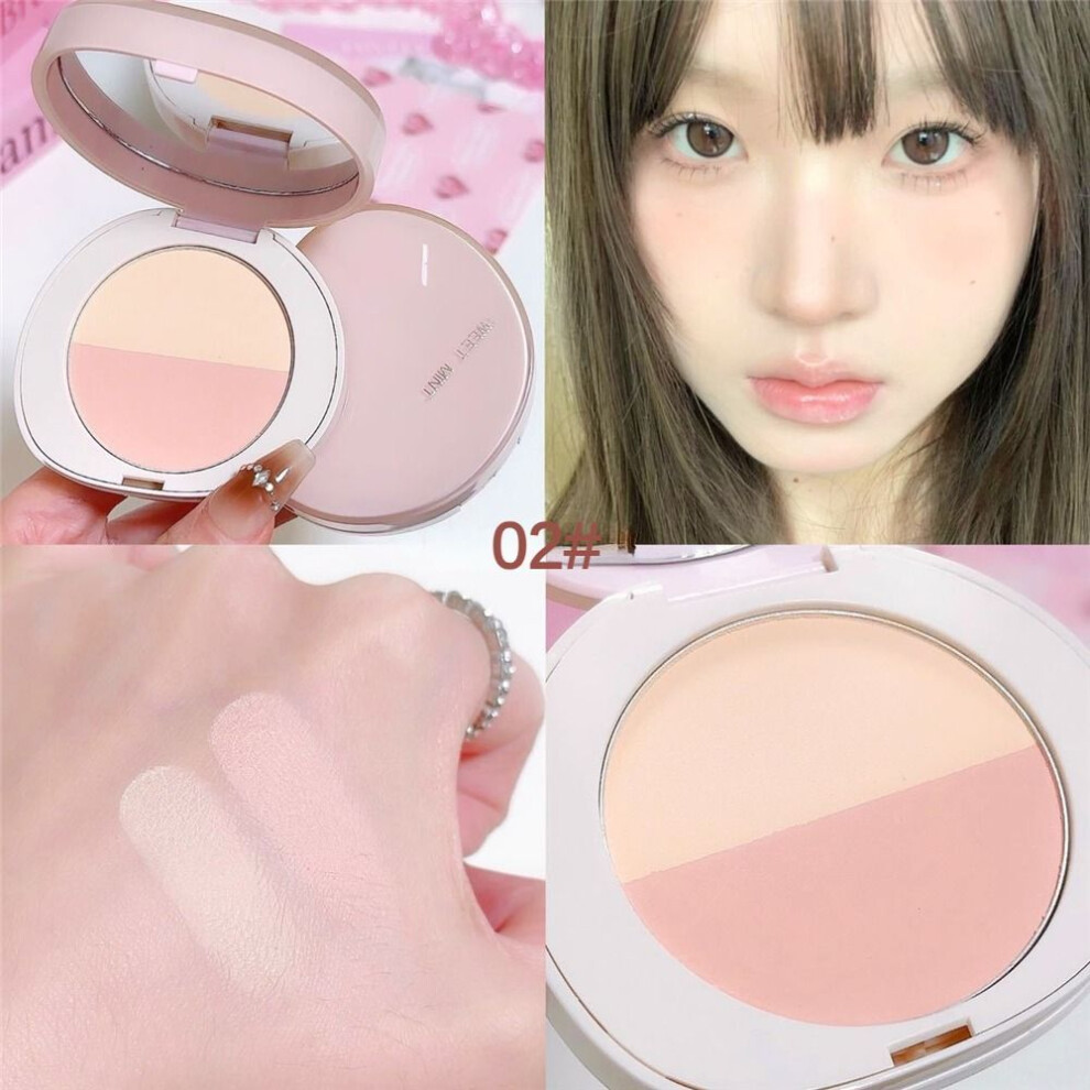 (color02) (1pc) Double Color Powder Cake For Fixed Makeup High Glow Brightening-image-OPC-PK6JGQK-NEW