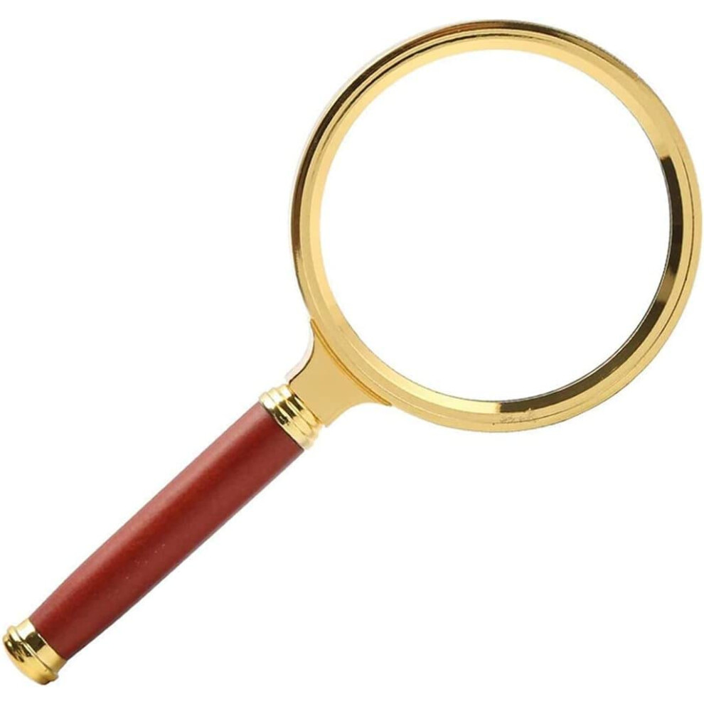 Magnifying Glass 10x Magnification Handheld Loupe for Seniors with Antique Mahogany Handle Clear Optical Lens for Reading Hobbies and Repair