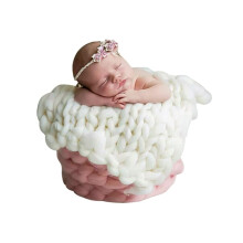 Newborn Photography Knitted Blanket, Soft White Baby Photo Mat, Kids Rug Props for Newborn Photo Shoots
