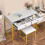 White Makeup Desk with 2 Drawers and Soft Cushion Stool Vanity Table 4