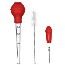 Turkey Baster Meat Syringe with Cleaning Brush for Roasting Turkey, Beef, Steak, and BBQ - Durable Plastic Design