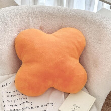Four-Leaf Clover Shaped Throw Pillow – Cute Rabbit Plush Cushion for Sofa, Bed, Soft Decorative Pillow in Orange 28x26cm