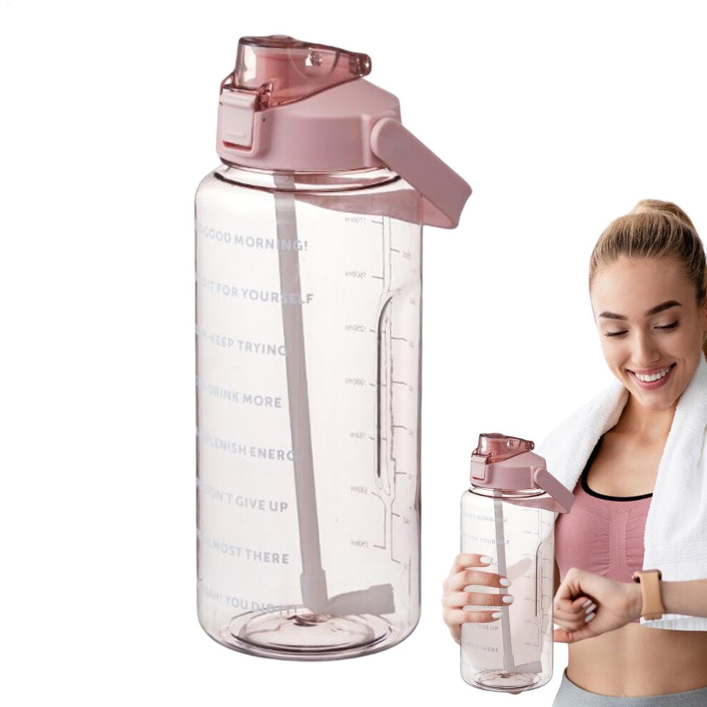 2 Litre Sports Water Bottle Pink, Leak-Proof Fitness Water Cup with Straw for Gym, Camping, Yoga, School-image-OPC-PK6JKBM-NEW