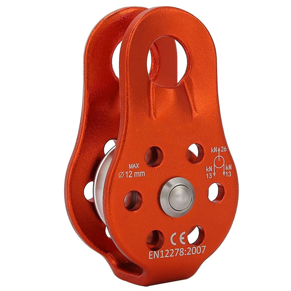 26Kn Aluminium Heavy-Duty Swivel Pulley Block For Climbing And Transport - Orange, Fits Up To 12Mm Rope 6482260201207