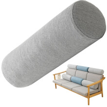 Sofa Neck Pillow Roll, Cotton Linen Cover, Memory Foam Filling, 20x130cm Grey Cushion for Sofa and Bed