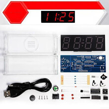 DIY Electronic Clock Assembly Kit with Temperature Measurement, Educational Tool for Circuit Principles, Red Color
