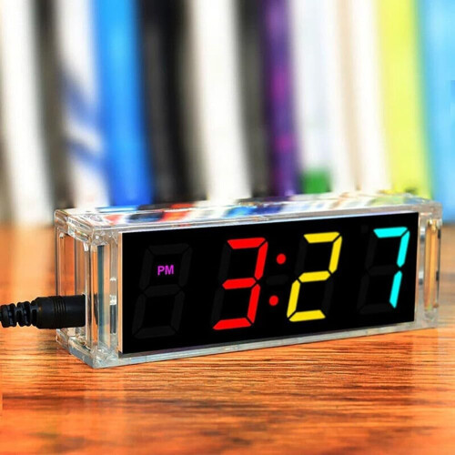 DIY Electronic Clock Assembly Kit with Temperature Measurement, Educational Tool for Circuit Principles, Red Color 1