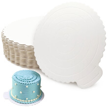 10 Inch Round Cake Boards - 12 Pack Disposable Reusable White Paper Cake Drum Circles for Bakery, Pizza, Tart, Pastry