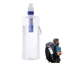 Foldable Water Filter Bottle, Reusable Filtered Water Bag with Straw, Compact Design for Travel and Outdoor Use