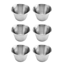 Stainless Steel Sauce Cups Set of 6, Commercial Grade Individual Spice Portion Cups, Durable Silver Diving Sauce Containers